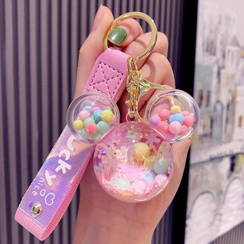 Oiled Snowflake Mickey Head Bracelet Keychain Keyring