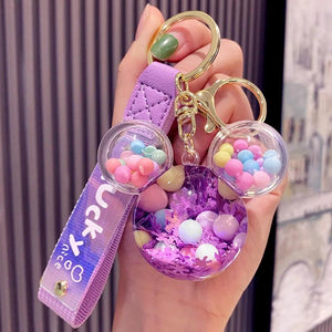 Oiled Snowflake Mickey Head Bracelet Keychain Keyring