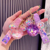 Oiled Snowflake Mickey Head Bracelet Keychain Keyring
