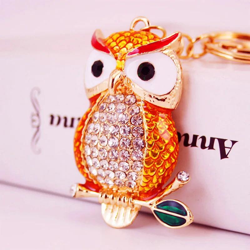 Cartoon Owl Metal Keychain - Cute Animal Accessories for Bags and Cars