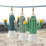 Boho Cactus Keychain Tassel Backpack Pendant