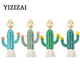 Boho Cactus Keychain Tassel Backpack Pendant