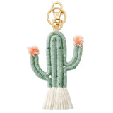 Boho Cactus Keychain Tassel Backpack Pendant