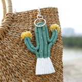 Boho Cactus Keychain Tassel Backpack Pendant