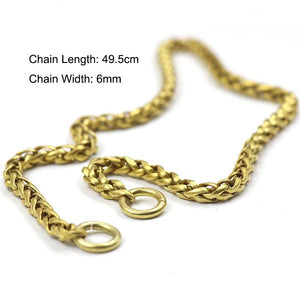 Brass Long Chain Men Pants Belt Skull Buckle Trousers Chains
