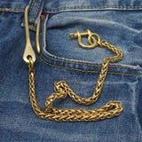 Brass Long Chain Men Pants Belt Skull Buckle Trousers Chains