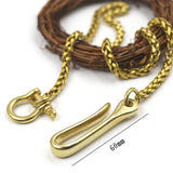 Brass Long Chain Men Pants Belt Skull Buckle Trousers Chains