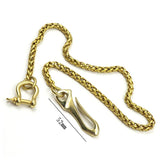 Brass Long Chain Men Pants Belt Skull Buckle Trousers Chains