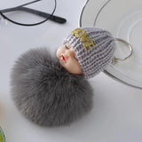 Cute Sleeping Baby Doll Key Chains For Women Bag Toy Pom pom Key Ring