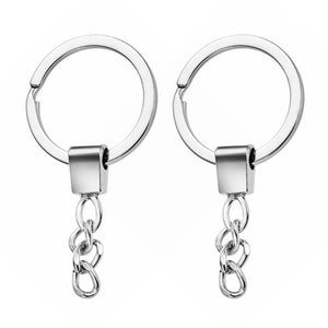 10pcs Polished Silver 30mm Keyring Split Ring Short Chain Key Chains