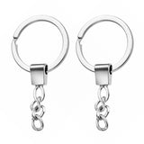 10pcs Polished Silver 30mm Keyring Split Ring Short Chain Key Chains