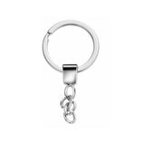 10pcs Polished Silver 30mm Keyring Split Ring Short Chain Key Chains