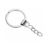 10pcs Polished Silver 30mm Keyring Split Ring Short Chain Key Chains