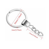 10pcs Polished Silver 30mm Keyring Split Ring Short Chain Key Chains