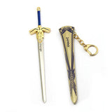 Anime FATE Night Saber Tricolor Keychain with Scabbard