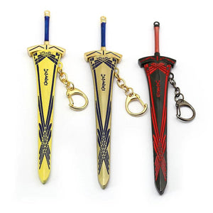 Anime FATE Night Saber Tricolor Keychain with Scabbard