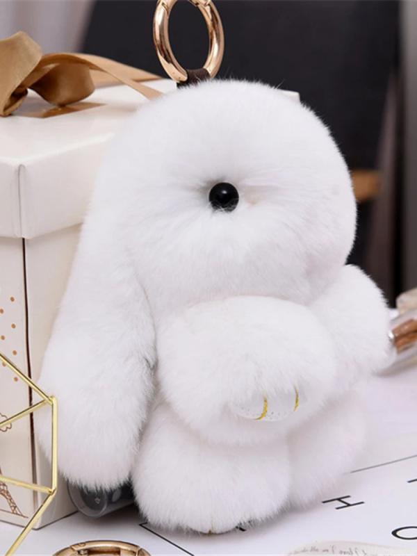 Mini Rabbit Keychain Rabbit Fur Pompom Key Chains Women Bags Decorative Pendant
