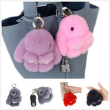 Mini Rabbit Keychain Rabbit Fur Pompom Key Chains Women Bags Decorative Pendant
