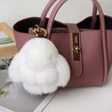 Real Fur Pompon Rabbit Keychain Women Pompom Bunny Key Ring Bag Car Jewelry