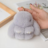 Real Fur Pompon Rabbit Keychain Women Pompom Bunny Key Ring Bag Car Jewelry