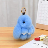 Real Fur Pompon Rabbit Keychain Women Pompom Bunny Key Ring Bag Car Jewelry