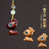 Sandalwood Wooden Cat Keychain Anime Mobile Phone Chain