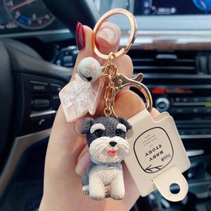 Cartoon Pet Dog Family Doll Keychain Puppy Keyring Small Phone Strap