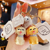 Cartoon Pet Dog Family Doll Keychain Puppy Keyring Small Phone Strap