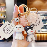 Cartoon Pet Dog Family Doll Keychain Puppy Keyring Small Phone Strap