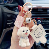 Cartoon Pet Dog Family Doll Keychain Puppy Keyring Small Phone Strap