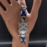 Owl Eye Keychain Silver Alloy Lucky Protection Key Ring Jewelry