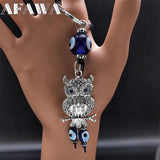Owl Eye Keychain Silver Alloy Lucky Protection Key Ring Jewelry