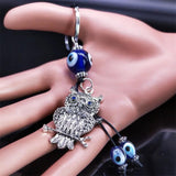 Owl Eye Keychain Silver Alloy Lucky Protection Key Ring Jewelry
