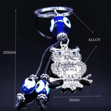 Owl Eye Keychain Silver Alloy Lucky Protection Key Ring Jewelry
