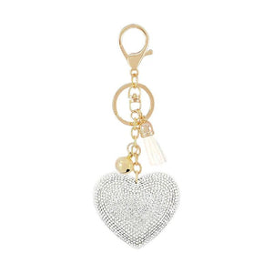 Peach Heart Little Bear Keychain Pendant Rhinestone Flannel Alloy