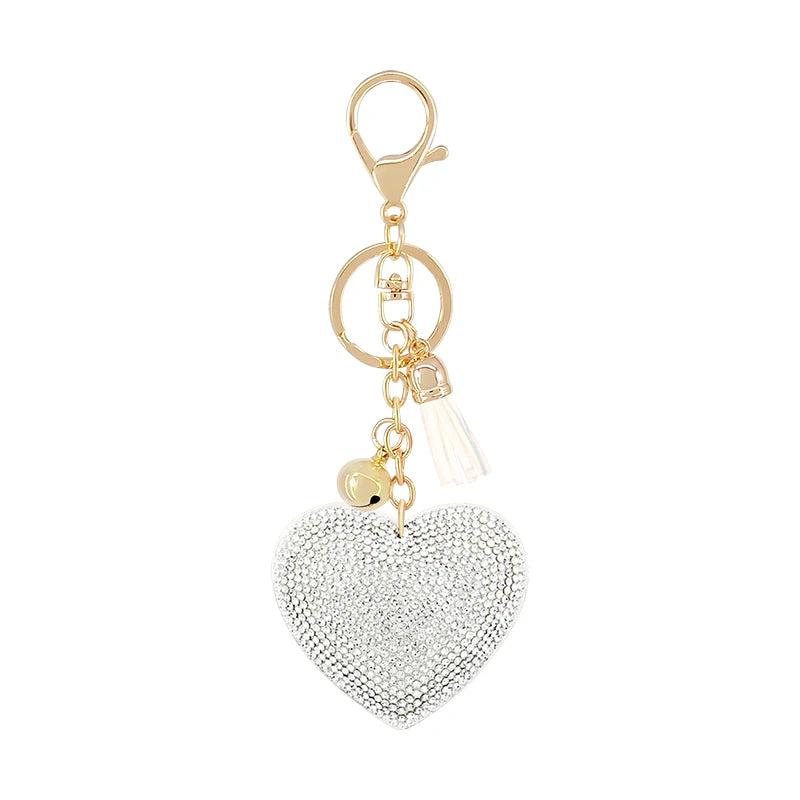 Peach Heart Little Bear Keychain Pendant Rhinestone Flannel Alloy