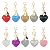 Peach Heart Little Bear Keychain Pendant Rhinestone Flannel Alloy
