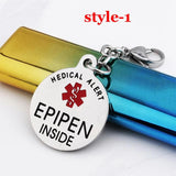 Epipen Bag Tag - Surgical Stainless Steel Medical Alert Symbol ID Keyring