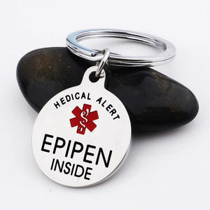 Epipen Bag Tag - Surgical Stainless Steel Medical Alert Symbol ID Keyring