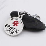 Epipen Bag Tag - Surgical Stainless Steel Medical Alert Symbol ID Keyring