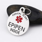 Epipen Bag Tag - Surgical Stainless Steel Medical Alert Symbol ID Keyring