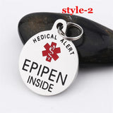 Epipen Bag Tag - Surgical Stainless Steel Medical Alert Symbol ID Keyring