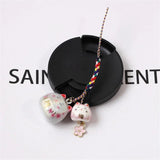 Japanese Lucky Cat Phone Strap Sakura Cat Charm KeyChain Couple Gift