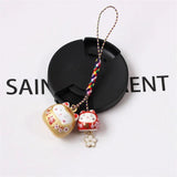 Japanese Lucky Cat Phone Strap Sakura Cat Charm KeyChain Couple Gift