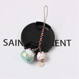 Japanese Lucky Cat Phone Strap Sakura Cat Charm KeyChain Couple Gift