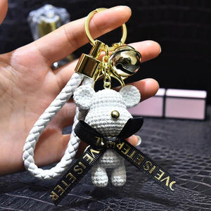 Cartoon Wool Bear Keychain Chain Female Couple Bag Pendant Gift