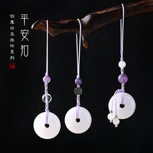 Chinese Retro Jade Buckle Pendant for Mobile Phones, Key Chains, Bags, U Disks