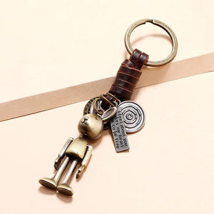 Vintage Style Bronze Alloy Rabbit Robot Charm Car Keychains Key Ring Backpack