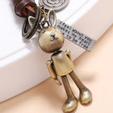 Vintage Style Bronze Alloy Rabbit Robot Charm Car Keychains Key Ring Backpack