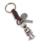 Vintage Style Bronze Alloy Rabbit Robot Charm Car Keychains Key Ring Backpack